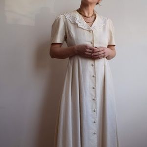 90's Vintage Linen blend Laura Ashley Sailor Dress